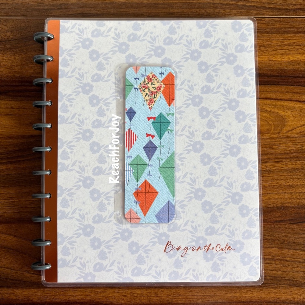 Happy Planner Bookmark Kites Page Holder Handmade Vintage Feel Blue Orange